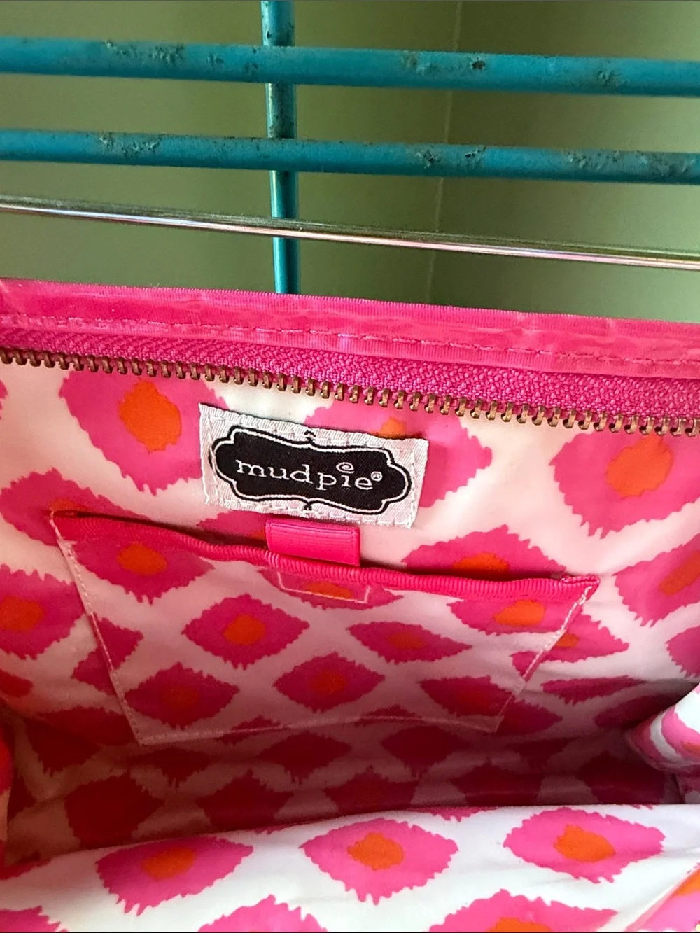 Mud Pie Orange and Pink Ikat Wristlet Pouch